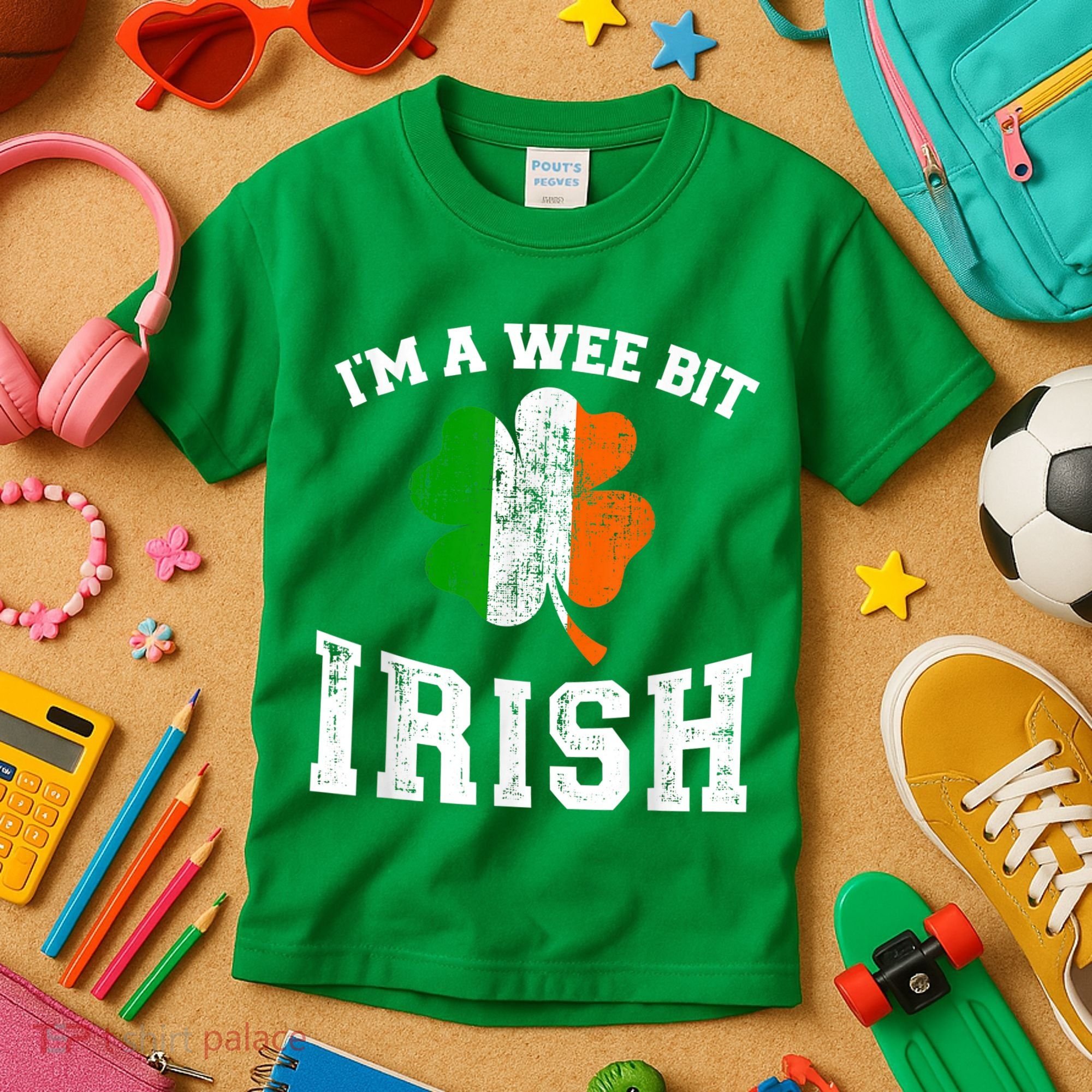 I'm wee bit irish with ireland shamrock for St Patricks day Kids T-Shirt