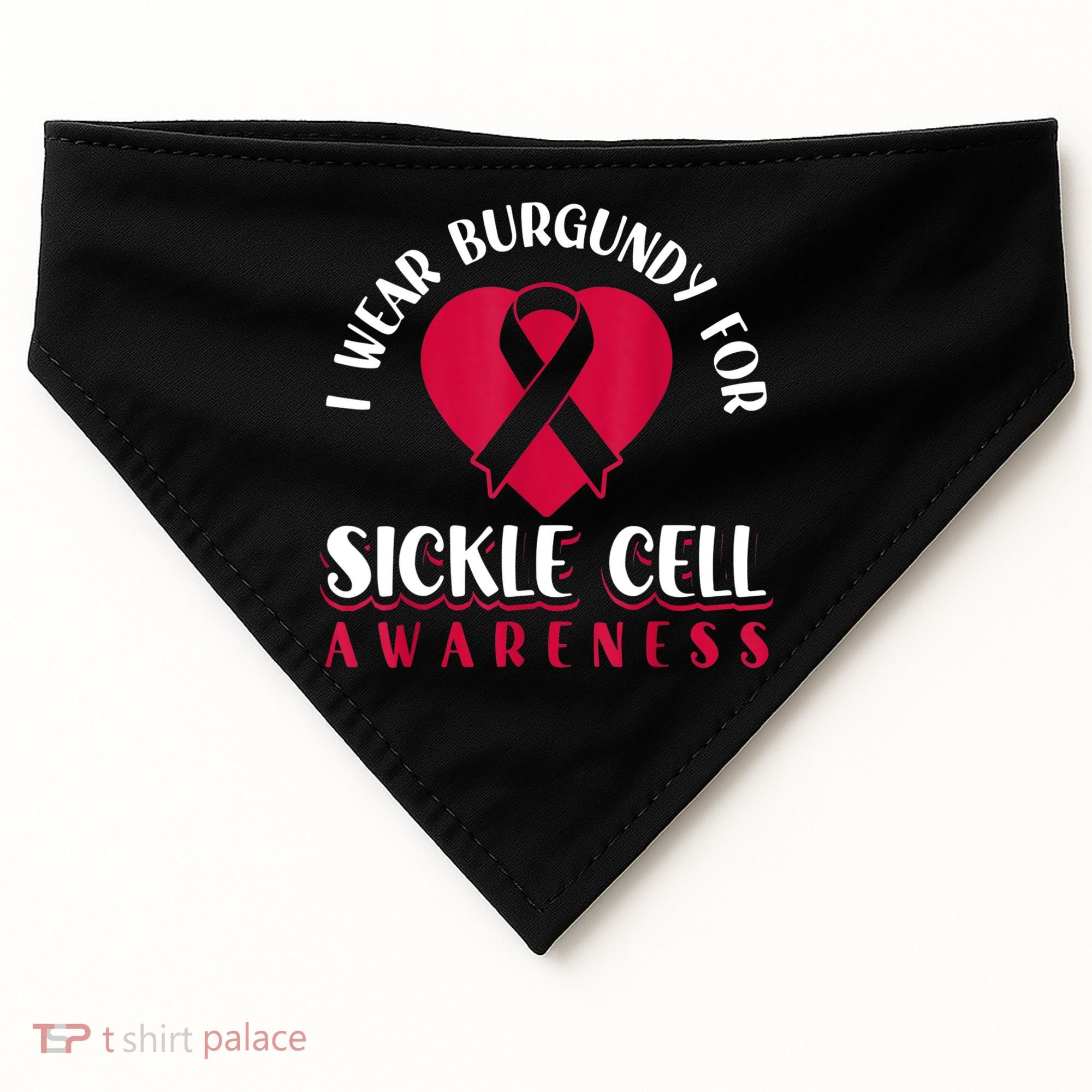I Wear Burgundy For Sickle Cell Awareness USA-Made Doggie Bandana