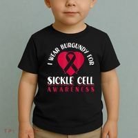 I Wear Burgundy For Sickle Cell Awareness Toddler T-Shirt thumb 2