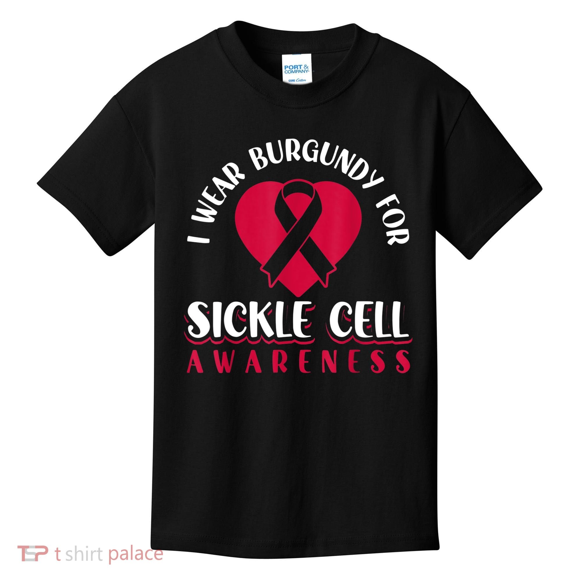 I Wear Burgundy For Sickle Cell Awareness Kids T-Shirt