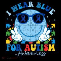 I Wear Blue For Autism Awareness Month Smile Face Peace Puzzle Coffee Mug thumb 5