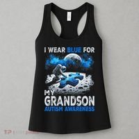 I Wear Blue For My Grandson Autism Awareness Astronaut Women's Tank Top thumb 3