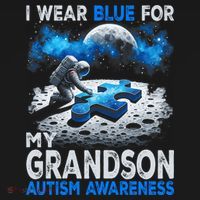 I Wear Blue For My Grandson Autism Awareness Astronaut Women's Tank Top thumb 5