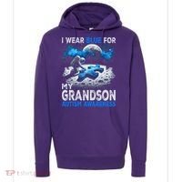 I Wear Blue For My Grandson Autism Awareness Astronaut Hoodie thumb 0