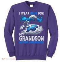 I Wear Blue For My Grandson Autism Awareness Astronaut Sweatshirt thumb 0