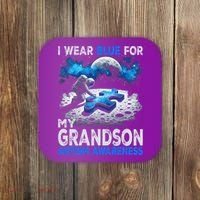 I Wear Blue For My Grandson Autism Awareness Astronaut Coaster thumb 0