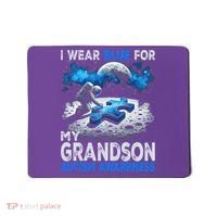 I Wear Blue For My Grandson Autism Awareness Astronaut Mousepad thumb 0