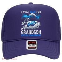 I Wear Blue For My Grandson Autism Awareness Astronaut Hat thumb 0
