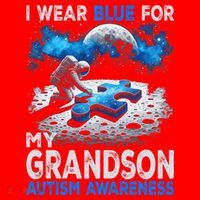 I Wear Blue For My Grandson Autism Awareness Astronaut Santa Hat thumb 1