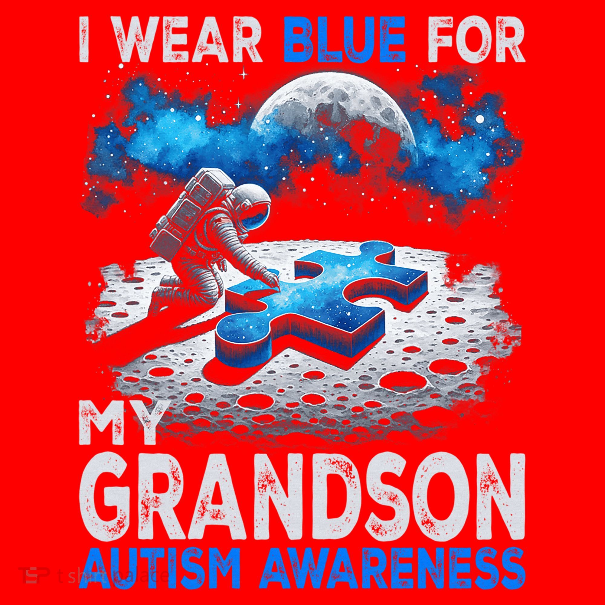 I Wear Blue For My Grandson Autism Awareness Astronaut Santa Hat