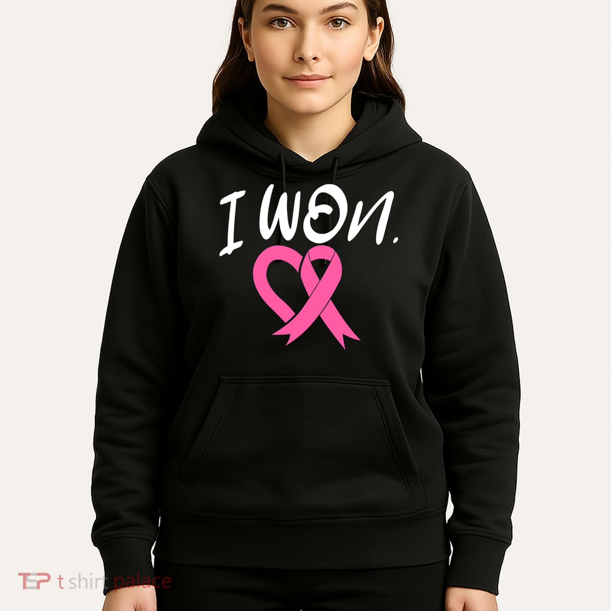 I Won Breast Cancer Awareness Support Pink Ribbon Survivor C Hoodie