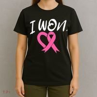I Won Breast Cancer Awareness Support Pink Ribbon Survivor C T-Shirt thumb 4