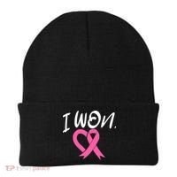 I Won Breast Cancer Awareness Support Pink Ribbon Survivor C Beanie thumb 0
