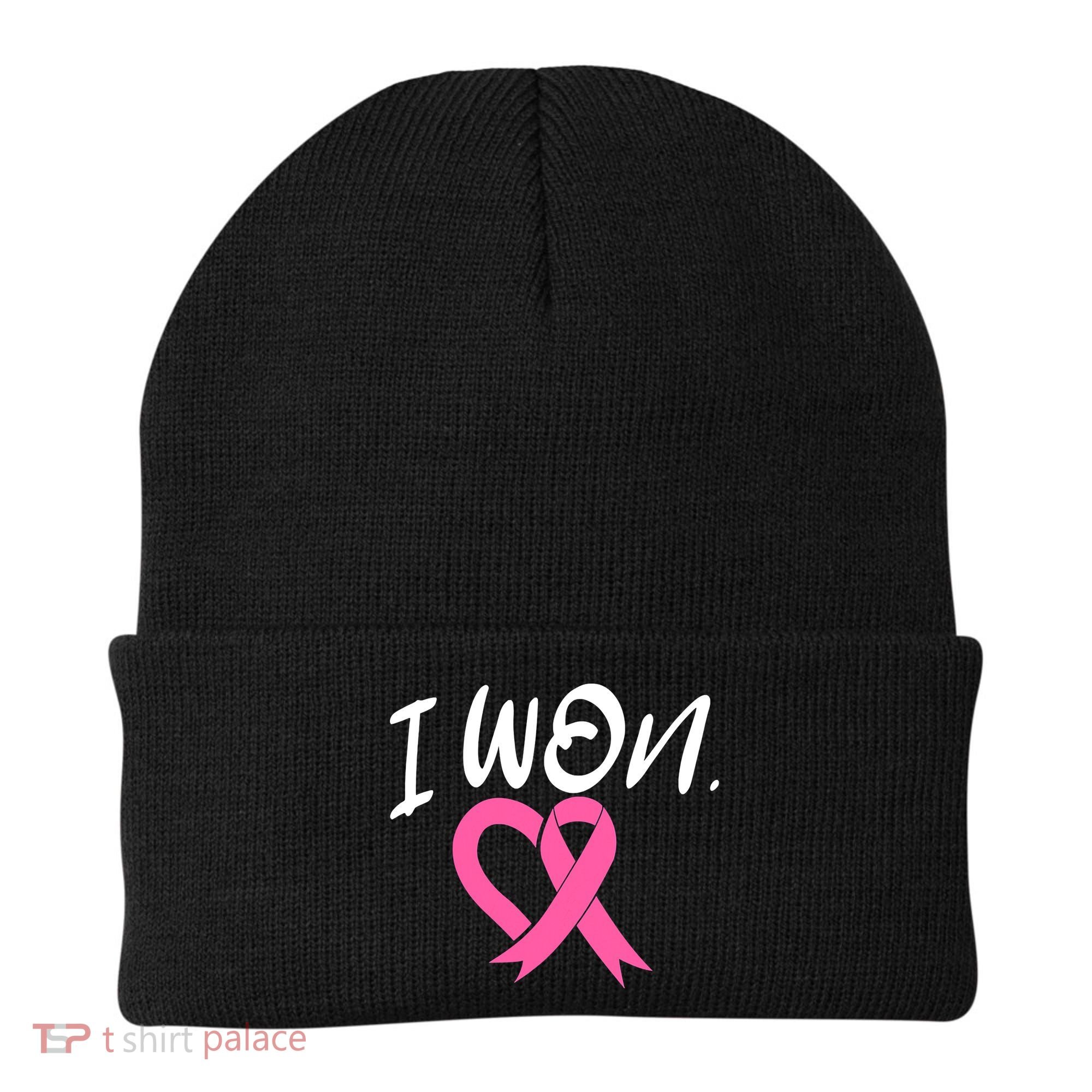 I Won Breast Cancer Awareness Support Pink Ribbon Survivor C Beanie