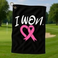I Won Breast Cancer Awareness Support Pink Ribbon Survivor C Golf Towel thumb 1