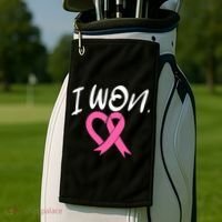 I Won Breast Cancer Awareness Support Pink Ribbon Survivor C Golf Towel thumb 2