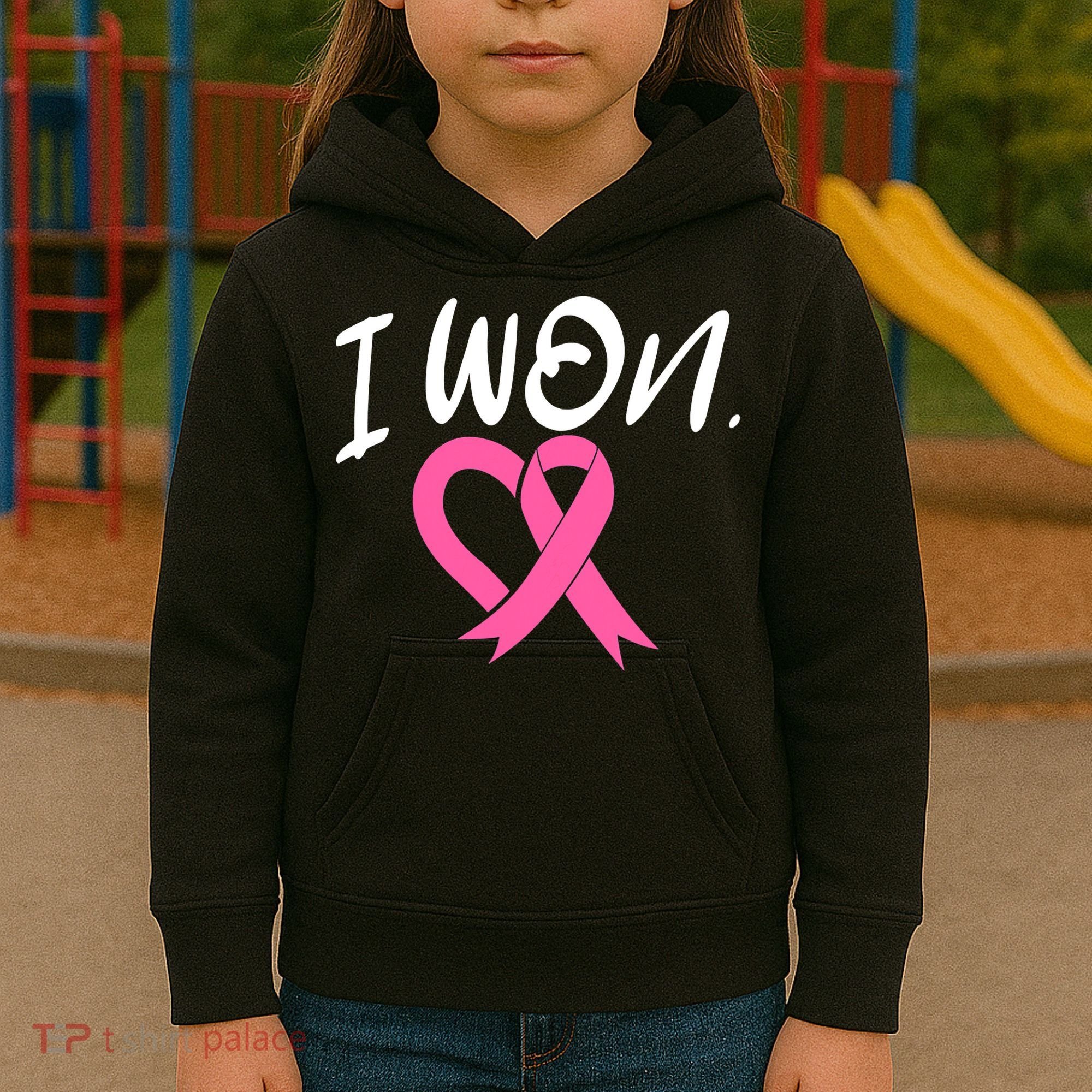 I Won Breast Cancer Awareness Support Pink Ribbon Survivor C Kids Hoodie