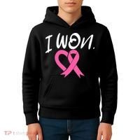 I Won Breast Cancer Awareness Support Pink Ribbon Survivor C Kids Hoodie thumb 4