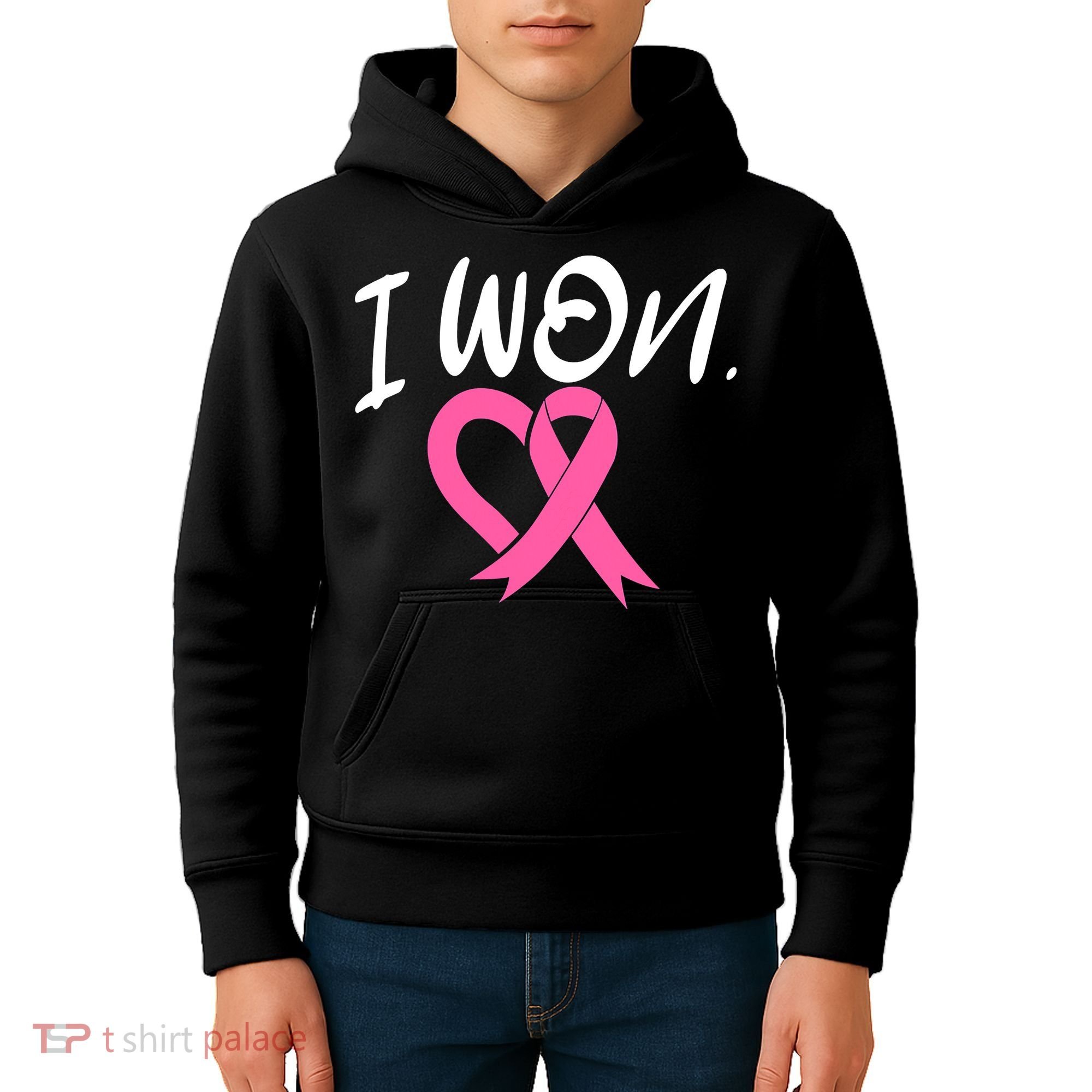 I Won Breast Cancer Awareness Support Pink Ribbon Survivor C Kids Hoodie