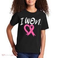 I Won Breast Cancer Awareness Support Pink Ribbon Survivor C Kids T-Shirt thumb 2