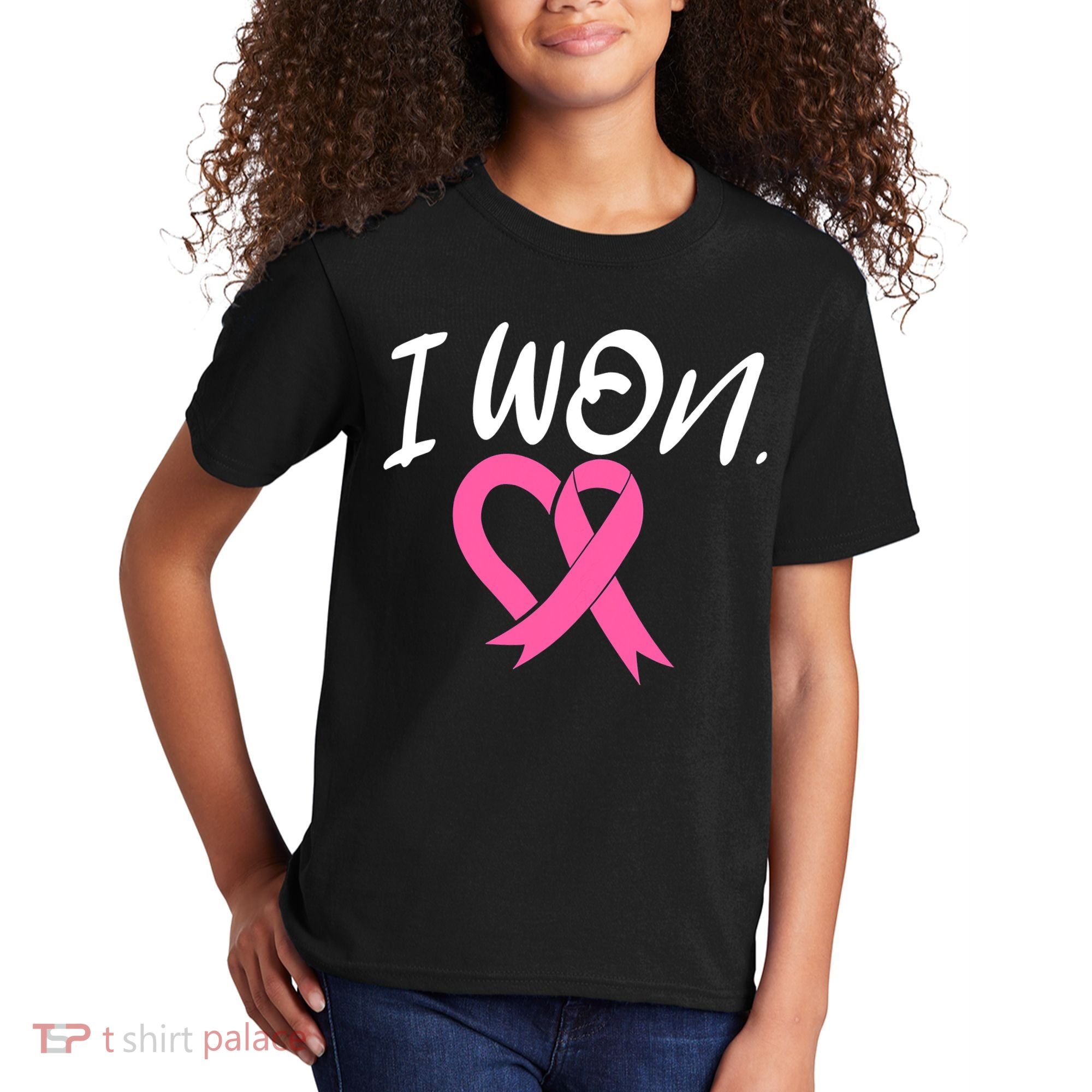 I Won Breast Cancer Awareness Support Pink Ribbon Survivor C Kids T-Shirt