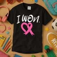 I Won Breast Cancer Awareness Support Pink Ribbon Survivor C Kids T-Shirt thumb 3