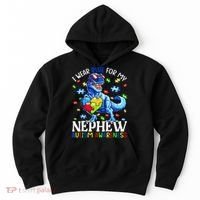 I Wear Blue For My Nephew Autism Awareness Dinosaur Hoodie thumb 0