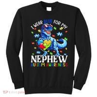 I Wear Blue For My Nephew Autism Awareness Dinosaur Sweatshirt thumb 0