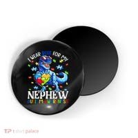 I Wear Blue For My Nephew Autism Awareness Dinosaur Magnet thumb 0