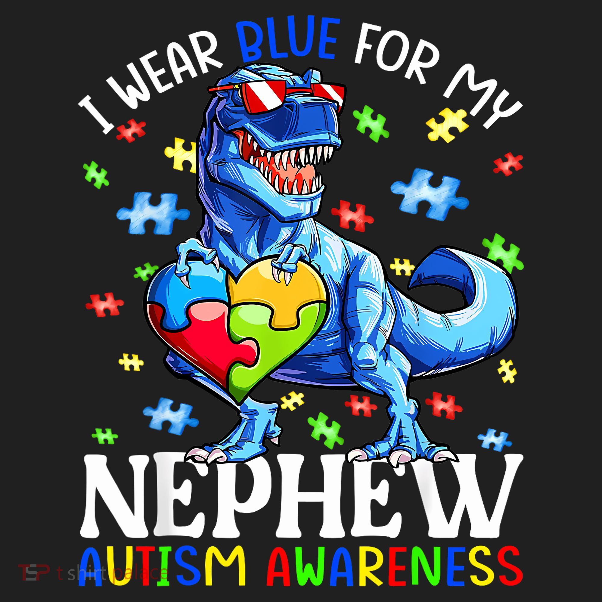 I Wear Blue For My Nephew Autism Awareness Dinosaur Hat