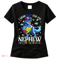 I Wear Blue For My Nephew Autism Awareness Dinosaur Women's T-Shirt thumb 0