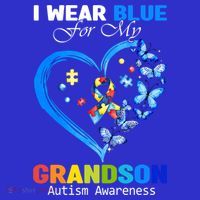 I Wear Blue For My Grandson Autism Awareness Heart Ribbon Gift Mousepad thumb 1