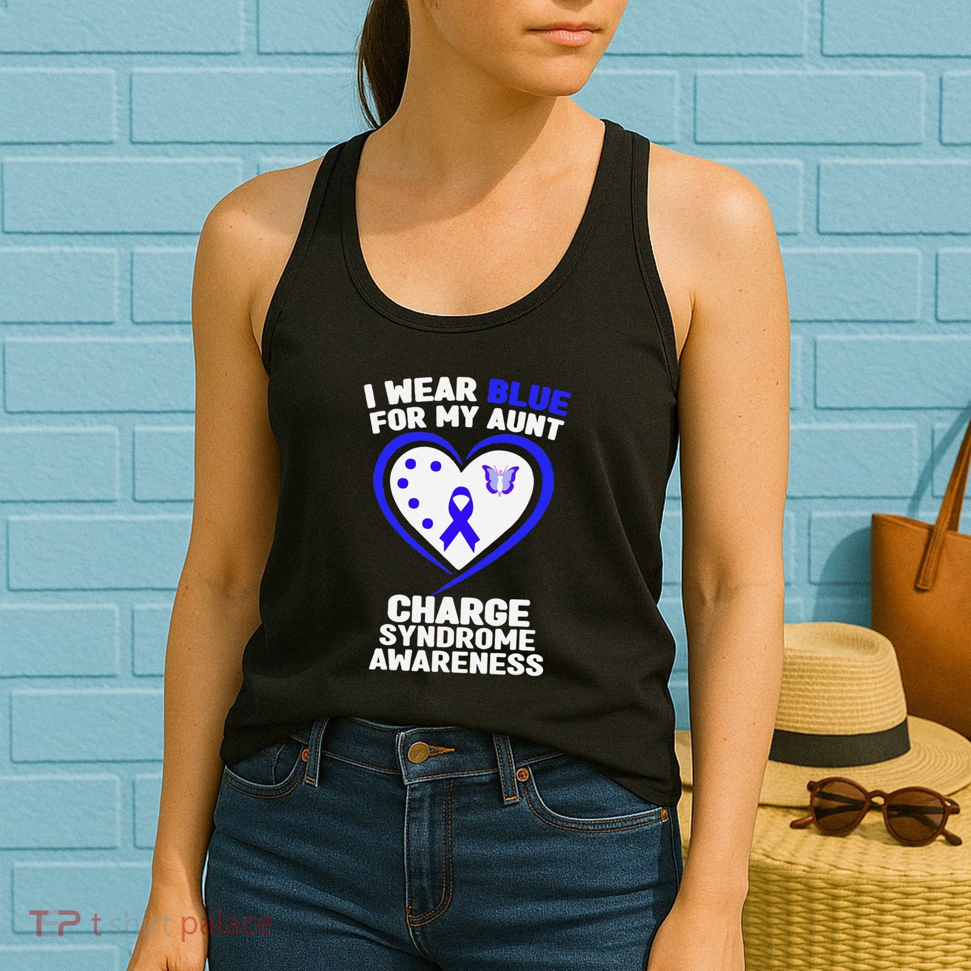 I Wear Blue For My Aunt Charge Syndrome Awareness Women's Tank Top