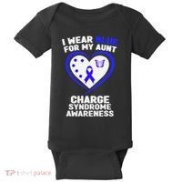 I Wear Blue For My Aunt Charge Syndrome Awareness Baby Bodysuit thumb 0