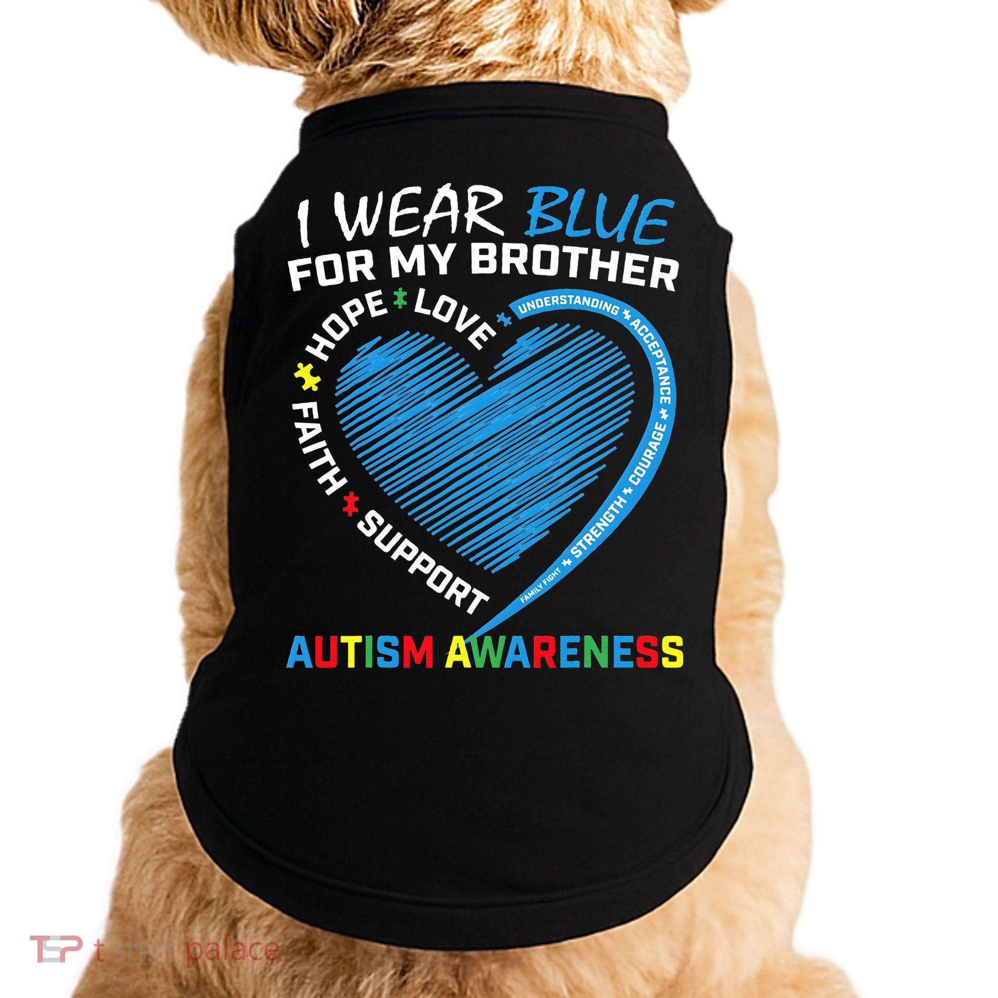 I Wear Blue For My Brother Autism Awareness Doggie Tank