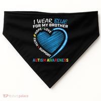 I Wear Blue For My Brother Autism Awareness USA-Made Doggie Bandana thumb 0