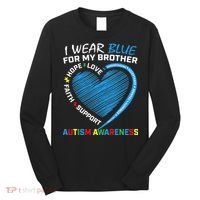 I Wear Blue For My Brother Autism Awareness Long Sleeve Shirt thumb 0