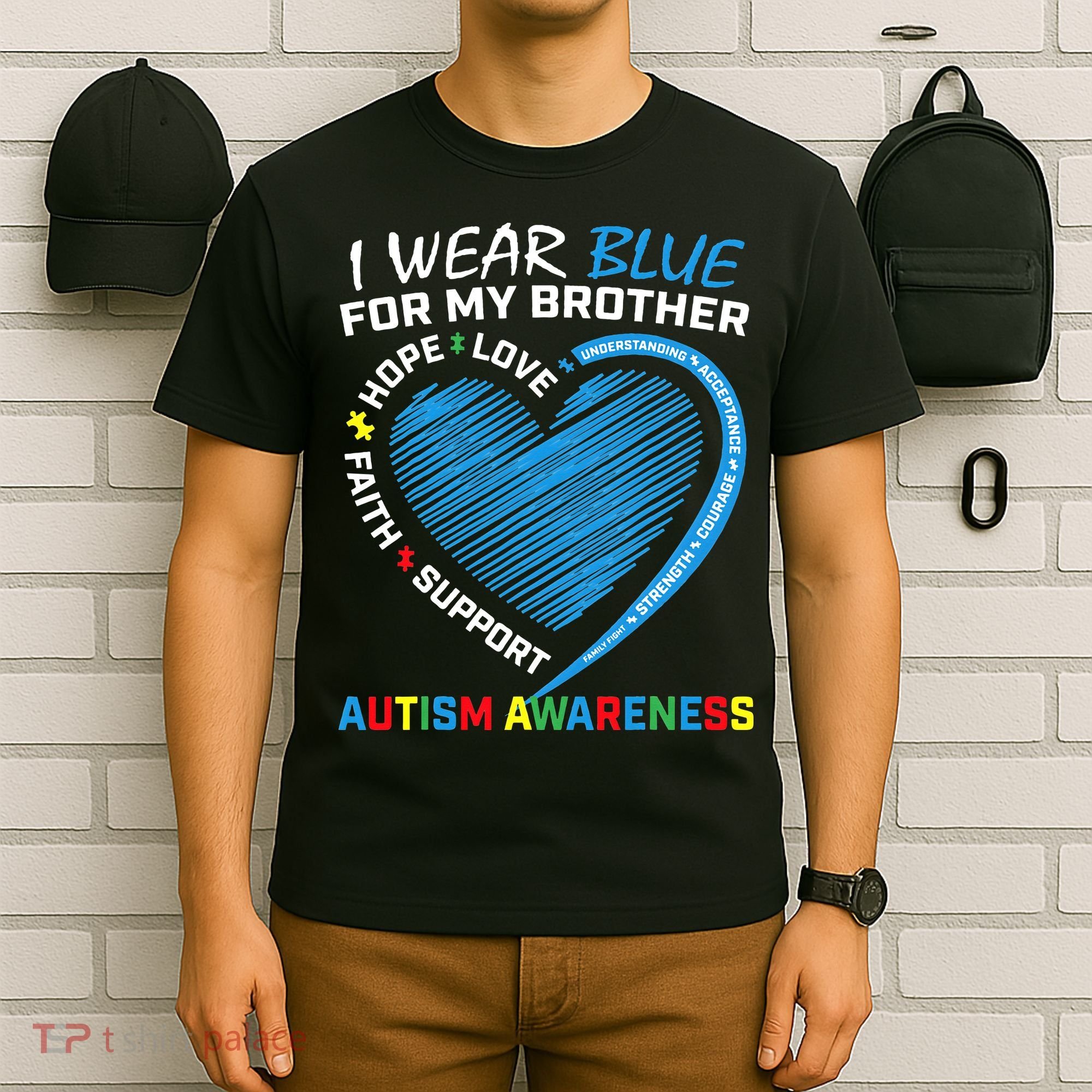 I Wear Blue For My Brother Autism Awareness T-Shirt