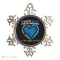 I Wear Blue For My Brother Autism Awareness Ornament thumb 0