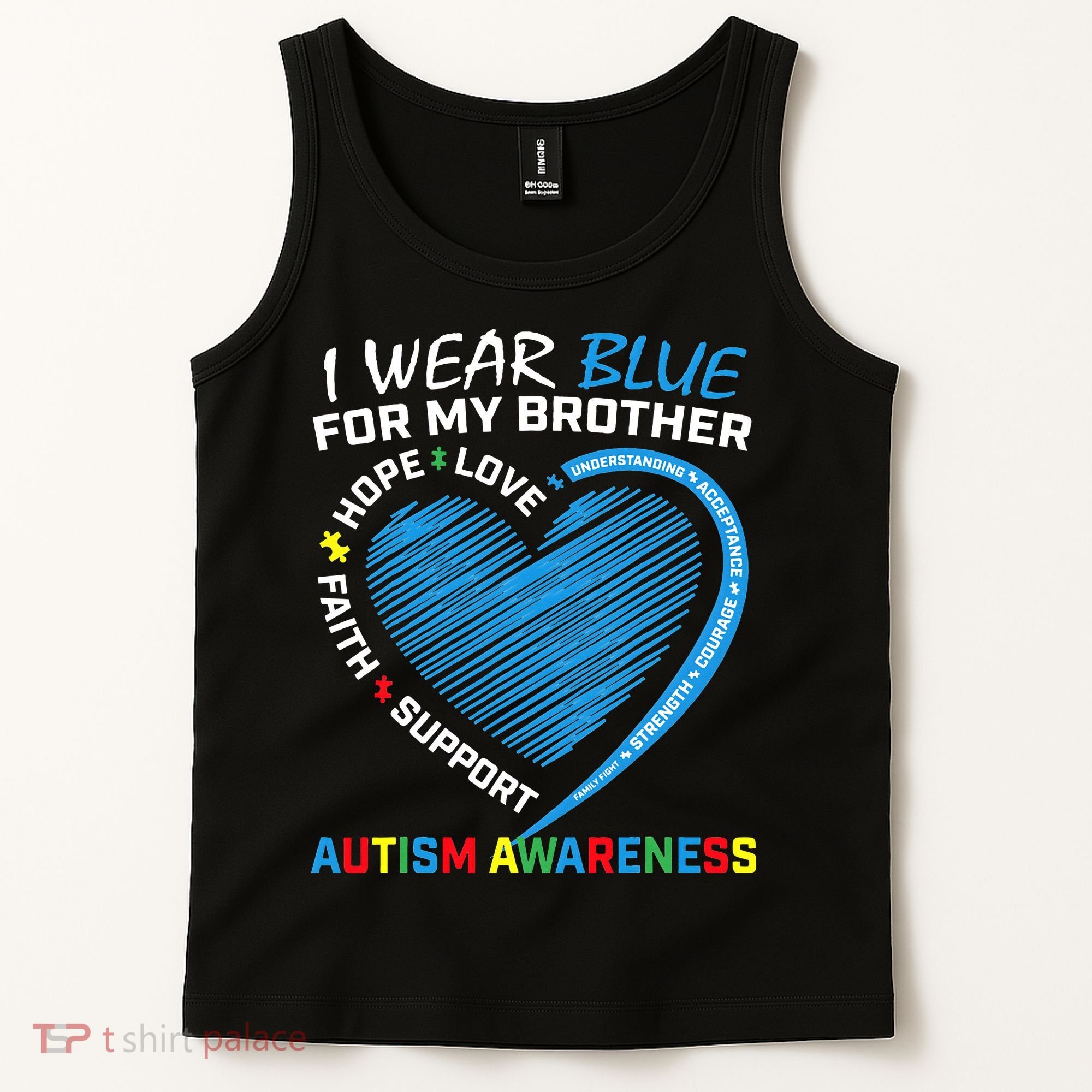 I Wear Blue For My Brother Autism Awareness Tank Top