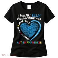 I Wear Blue For My Brother Autism Awareness Women's T-Shirt thumb 0