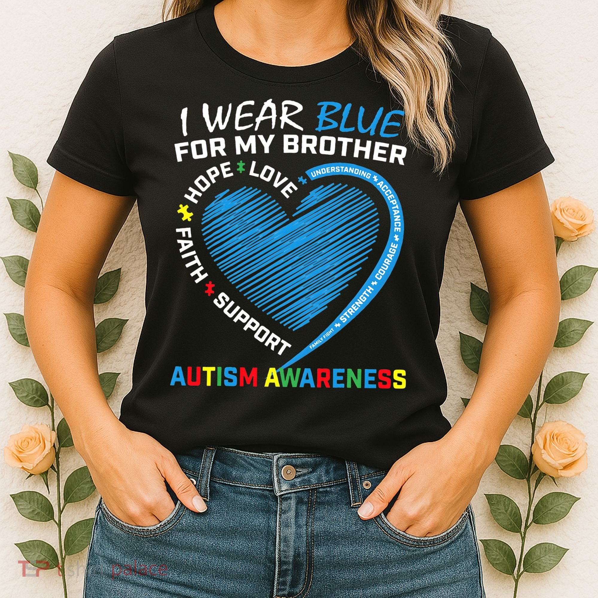 I Wear Blue For My Brother Autism Awareness Women's T-Shirt