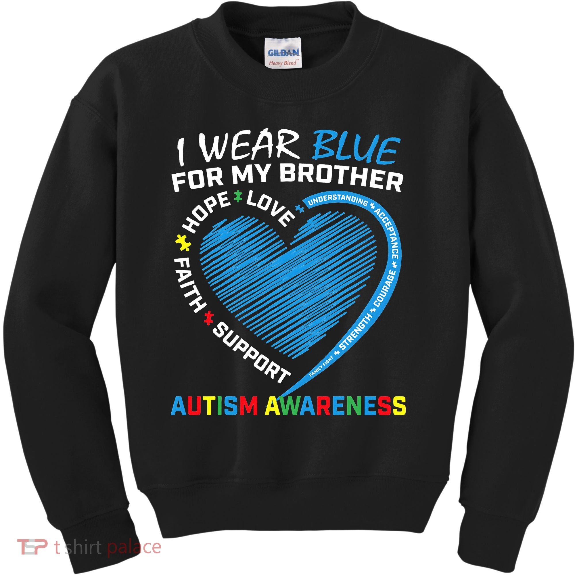 I Wear Blue For My Brother Autism Awareness Kids Sweatshirt