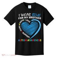 I Wear Blue For My Brother Autism Awareness Kids T-Shirt thumb 0