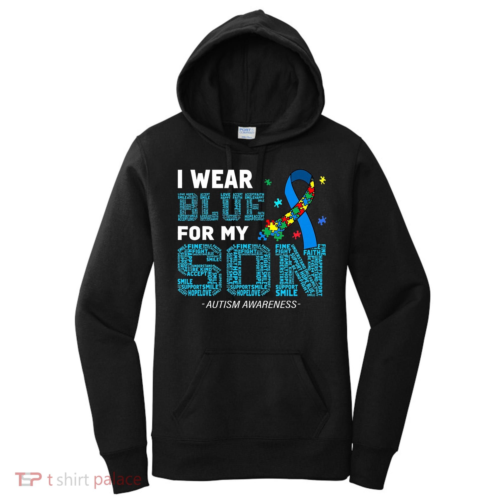 I Wear Blue For My Son Autism Awareness Mom Dad Women's Hoodie