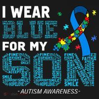 I Wear Blue For My Son Autism Awareness Mom Dad Women's Hoodie thumb 2