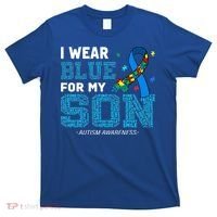 I Wear Blue For My Son Autism Awareness Mom Dad T-Shirt thumb 0