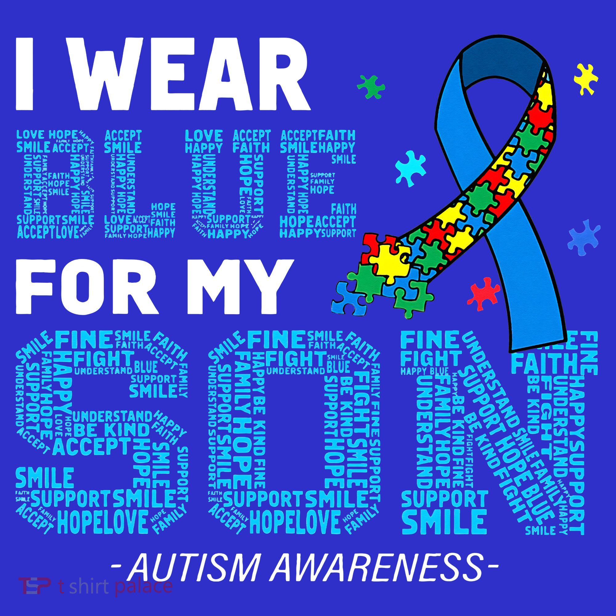 I Wear Blue For My Son Autism Awareness Mom Dad Women's Tank Top