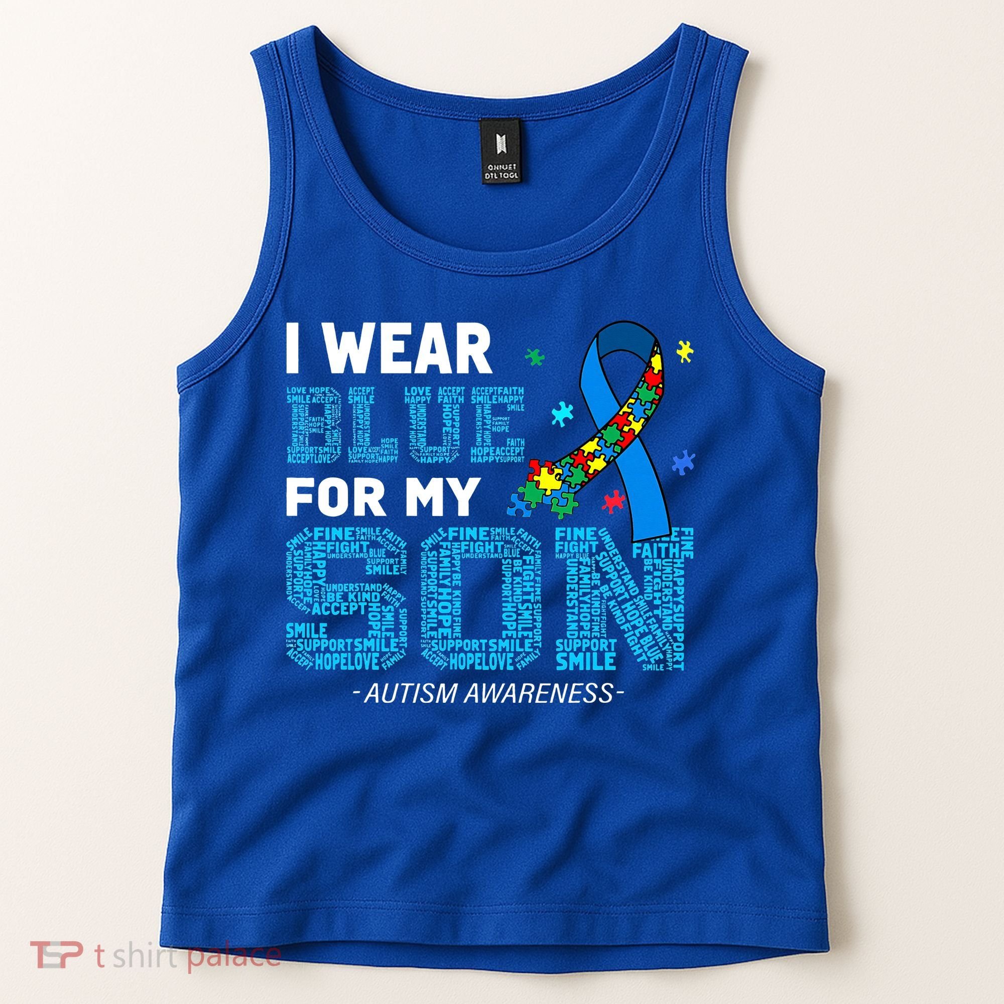 I Wear Blue For My Son Autism Awareness Mom Dad Tank Top