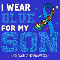 I Wear Blue For My Son Autism Awareness Mom Dad Women's T-Shirt thumb 6